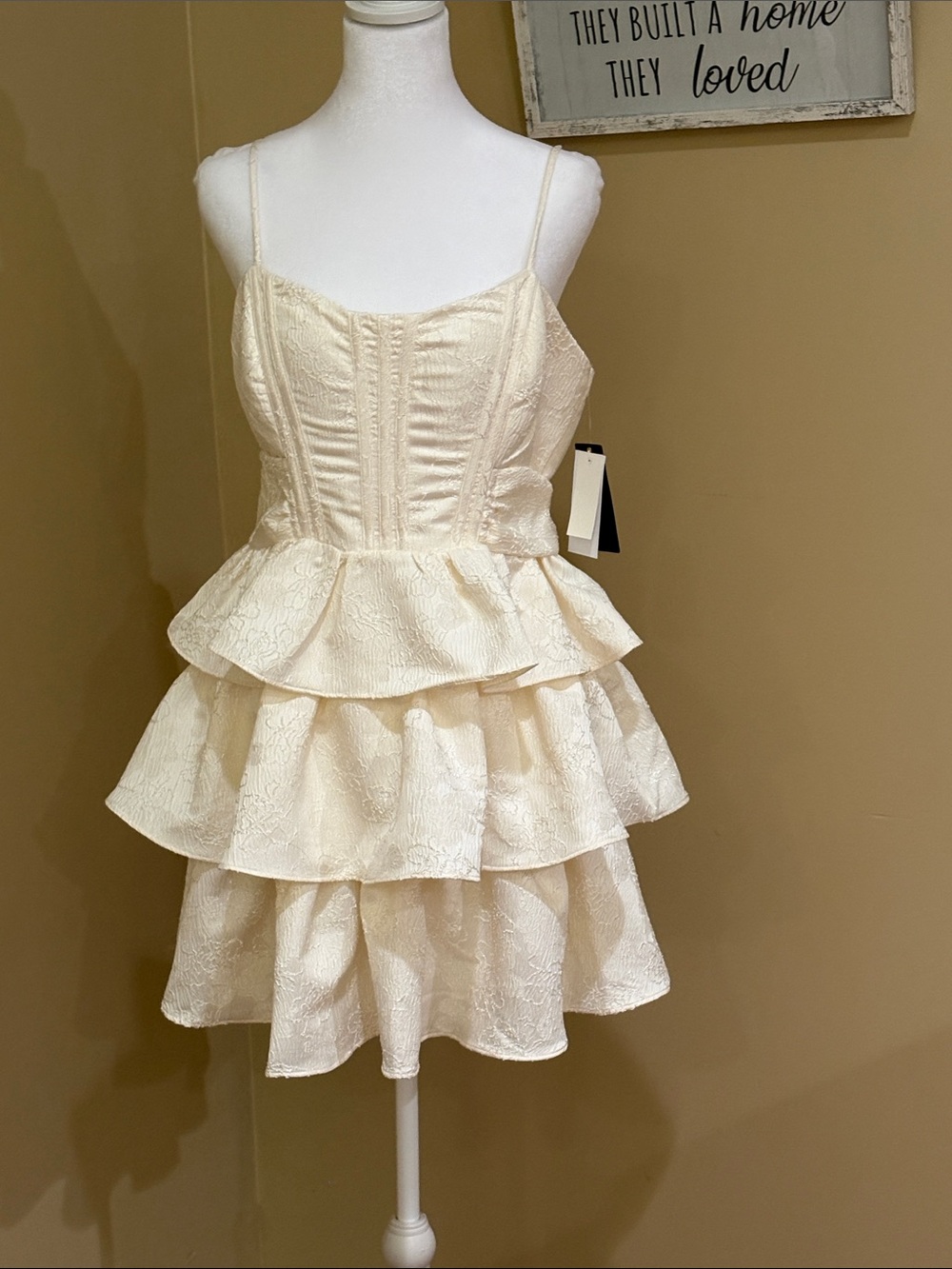 Seni & Cade Ivory Textured Mini Dress